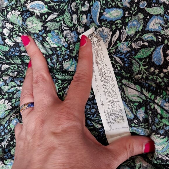 Floral Patterned Green & Blue Womens Dress With Keyhole Back - Picture 10 of 10